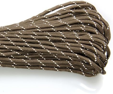 HomeTalks 30m / 100ft Parachute Cord Paracord reflective with 7 strands, survival kit, Survival Lace (gray