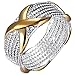 BOHG Jewelry Womens 925 Sterling Silver Plated Wide Fashion X Criss Cross Eternity Ring Wedding Band Gold Size 6