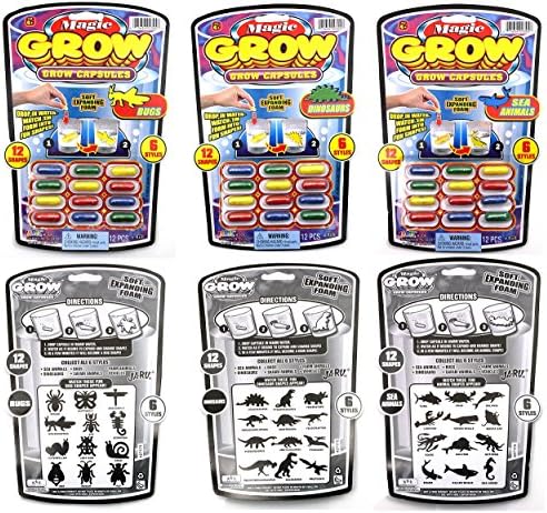 Magic Grow Capsules - Instant Foam Shapes - Set #2 - Bugs, Dinosaurs, Sea Animals