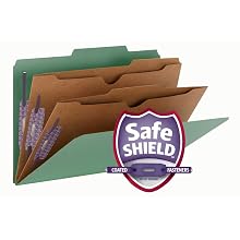Smead Classification Folder, Legal, 2 Pockets, 2/5 Right Of Center, Green, 10 per Box (19083)