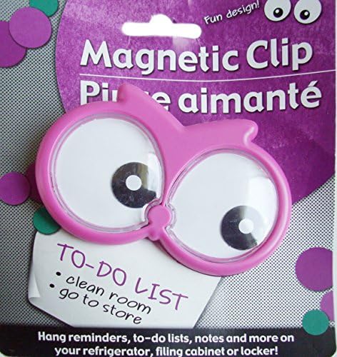 Fun Owl Googley Eyes Magnetic Clip - Hang Reminders, To-Do Lists and Notes on Refrigerator, Filing Cabinet or Locker (Pink)
