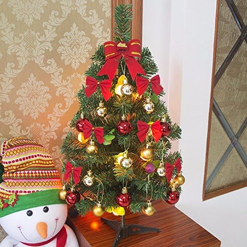Gaoyu  Deluxe Mini Christmas Trees 60Cm Color Ball Tree Desk Decorated Festive atmosphere , Red Color Ball Tree + Lantern