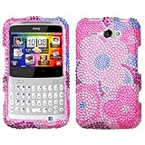 Colorful Flowers Diamante Phone Protector Cover for HTC Status/Chacha