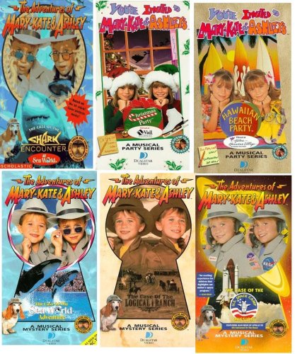 the adventures of mary kate & ashley's set 6 vhs:The Case of the Shark Encounter: A Novelization (Adventures of Mary-Kate and Ashley), You're Invited to Mary-Kate & Ashley's Christmas Party , You're Invited To Mary-Kate & Ashely's Hawaiian Beach Party , The Adventures of Mary-Kate & Ashley: The Case of the Sea World Adventure, The Adventures of Mary-Kate & Ashley - The Case of Logical I Ranch, The Adventures of Mary-Kate & Ashley - The Case of the U.S. Spac