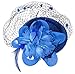 Fascinators Hair Clip Headband Pillbox Hat Bowler Feather Flower Veil Wedding Party Hat, Royal Blue, One Size