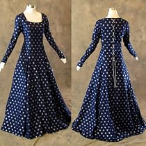 Hot Sale Artemisia Designs Navy and Silver Fleur De Lis Medieval Renaissance Gown Large