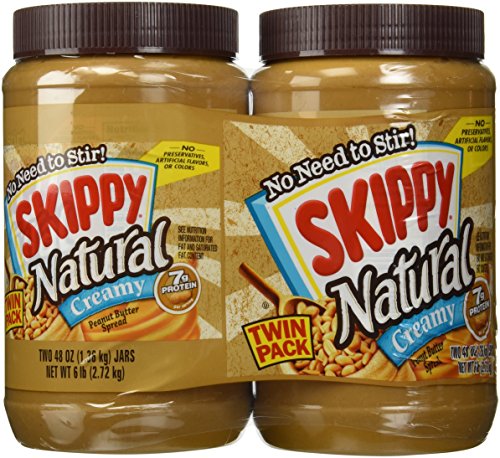 Skippy 2-48 oz natural peanut butter spread creamy, 6 l…