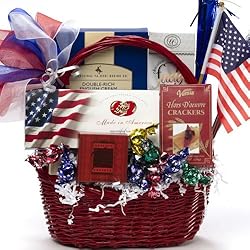 America The Beautiful Patriotic Gourmet Food Gift Basket - Great Fourth of July Celebration or Fathers Day Gift!