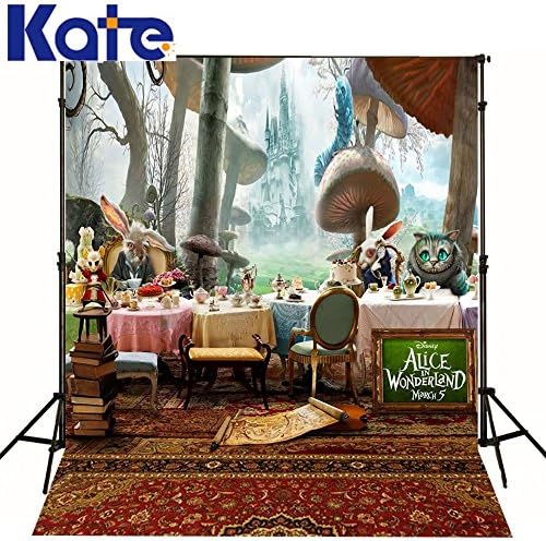 6.5 Ft*5 Ftt Alice in Wonderland Photography Backdrop cartoon cat carpet mushrooms background for photography studio Custom size