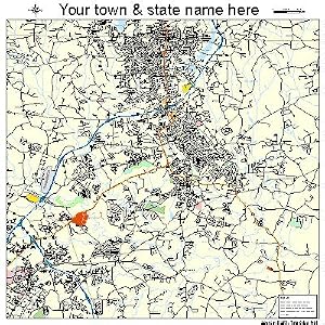 Buy Street and Road Map of Concord, North Carolina NC - Printed poster size wall atlas of your home...