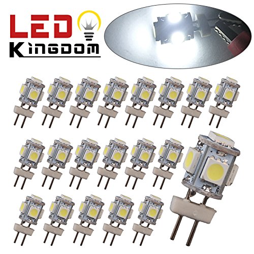 LEDKINGDOMUS 20 X G4 5 SMD 5050 LED Pure White RV Marine Boat Camper Light Bulb Lamp DC 12V