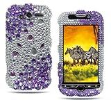 Full Diamond Purple & Silver Rhineston Rubber Touch Phone Protector Hard Co ....