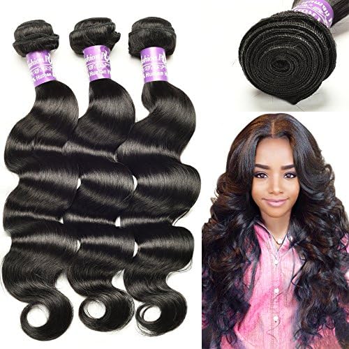 Fashion A Plus (TM) Virgin Brazilian Hair Body Wave Human Hair Extensions Black Color Mixed Length 3 Bundles 300g Per Lot Grade 7A (18 20 22)