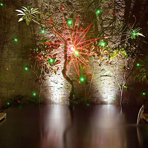 SUND Remote Control Waterproof Outdoor 8 Big Patterns Gobos RG Red Green Laser Landscape Garden Xmas Lawn Snow Lighting Home Light (GOF-08RG)
