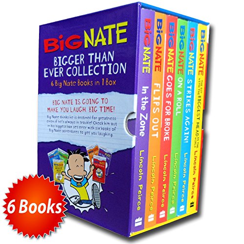 Big Nate Series Collection Lincoln Peirce 6 Books Box Set Gift Pack (Big Nate on a Roll, Goes for Broke, The Boy with the Biggest Head in the World, Strikes Again, Flips Out, In the Zone)