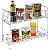 Stainless Steel 2 Tier Spice Jars / Condiment Bottles / Canned Food Shelves Pantry Storage Rack Stand