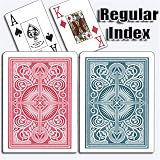 KEM Red Blue Arrow, Bridge Size, Standard Index, with Free Cut Cards and Texas Hold'em Button Kit and bounty button