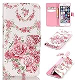OMATENTI iPhone 5 / 5S ケース [強化ガラスフィルムを無料で贈ります] Apple iPhone5 iPhone5S PUレザーケース 手帳型 スマートフォンケース スマホケース