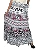 Wrap Skirt Elephant Printed Cotton White Black Casual Wrap Around Skirts Dress