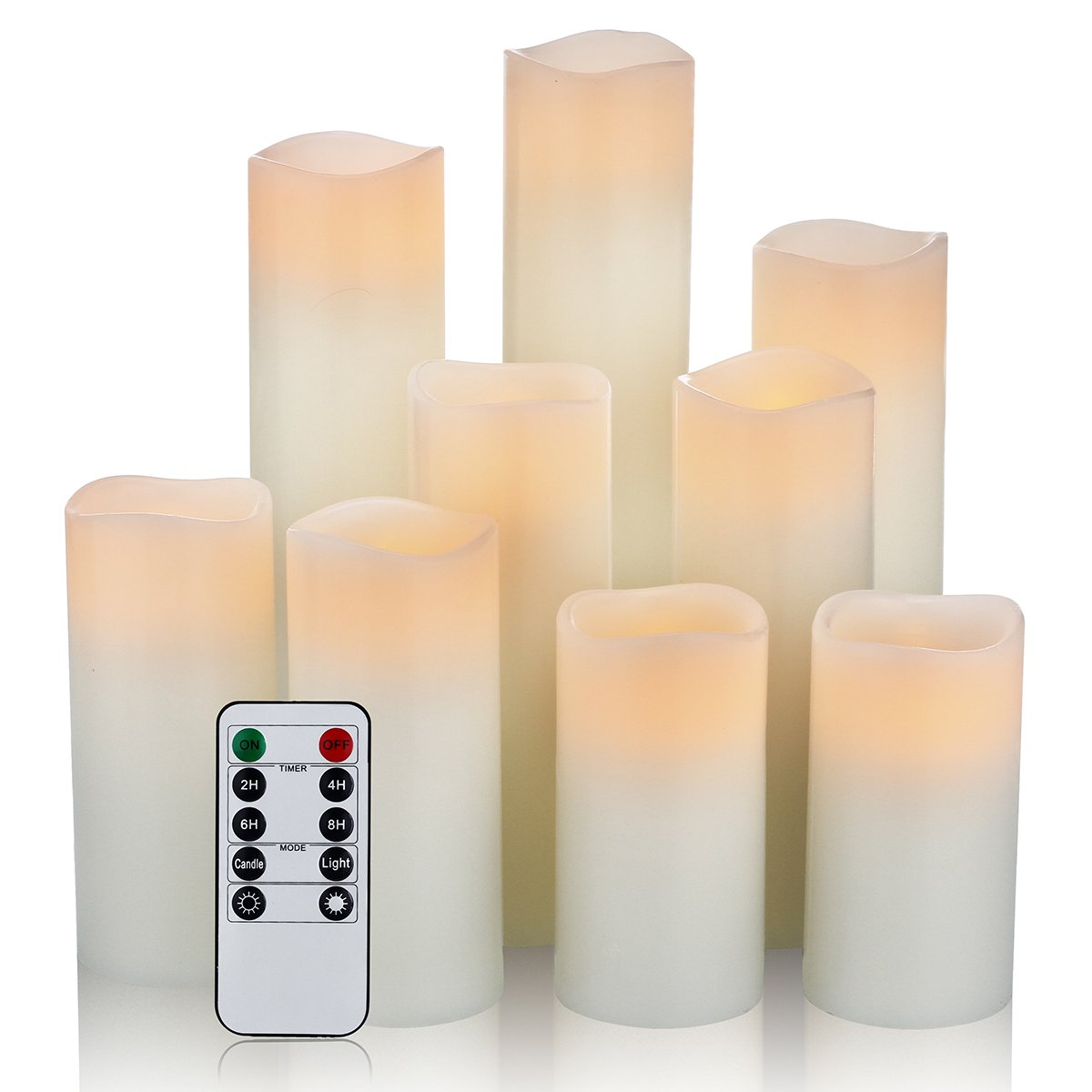 comenzar Flameless Candles, Battery Candles Set of 9(H 4" 5" 6" 7" 8" 9