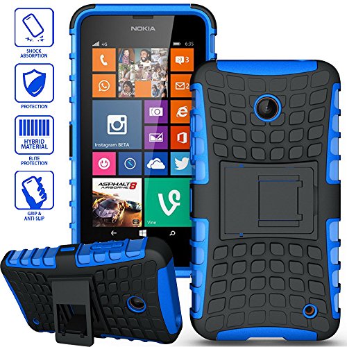 ElBolt TM 3 in 1 Bundle Nokia Lumia 635 / Nokia Lumia 630 Armor Grenade Stand Hard Gel Case -Blue with Free Ultra-Sensitive Stylus Pen and Premium Screen Protector by ElBolt TM