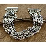 Pearl bracelet, 'Dark Iridescent Luxury'