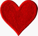 Solid Red Heart - 2.88 x 2.75 - Embroidered Iron On or Sew On Patch