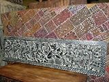 Indian Gods Ganesha Reclining Hindu Antique Carved Headboard Wall Panel 72