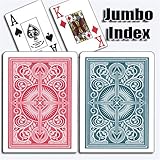 KEM Red Blue Arrow, Poker Size, Standard Index, with Free Cut Cards and Texas Hold'em Button Kit and Bounty Button