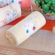[White Whale - Yellow] Embroidered Applique Coral Fleece Baby Throw Blanket (29.5 by 39.4 inches)