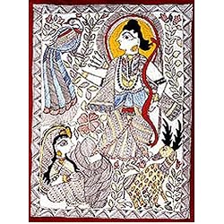 Asian Art Gallery Madhubani Folk Paintings for Wall Decoration Organic Color Paper 15 x 11 inches (seemadh020)