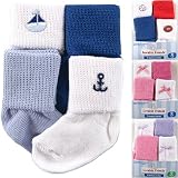 4-Pack Basic Cuffs Applique Baby Socks