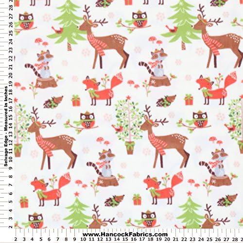 Anti-Pill Woodland Christmas Beige Fleece Fabric - Sold By the Yard