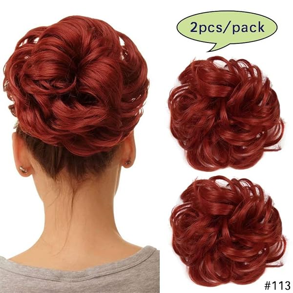 Iluu Scrunchy Updo Wavy Hair Bun Messy Elastic Chignons Synthetic