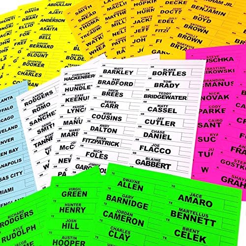 12 Team Auction Fantasy Football Draft Board & Player Labels