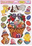 Beistle 44130 Easter Basket and Friends Clings Sheet for Parties, 12 by 17-Inch