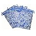 50 Organza Gift Bags Blue Color Organza Drawstring Gift Bag Pouch Wrap White Eyelash Organza Drawstring Pouches Jewelry Party Wedding(Blue with Silver Details) 7