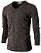 H2H Mens Casual Slim Fit Thin Knit Fabric Lightweight V-Neck Long Sleeve T-Shirt