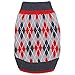 Blueberry Pet Chic Argyle All Over Dog Sweater in Charcoal and Scarlet Red, Back Length 12