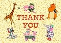 Dolce Mia Circus Animal Baby Shower Thank You Card Party Pack - 8 cards
