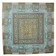100% Satin Charmeuse Silk Square Floral Pattern Hand Rolled Edges Square Scarf - Brown