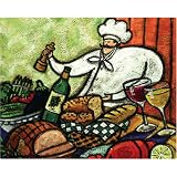 Magic Slice Non-Slip Flexible Cutting Board, Gourmet Size 12 x 15, Chef with Food by Tony Heron