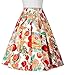 Pleated Midi Skirt for Women Floral a Line Skirt with Pockets (XL)
