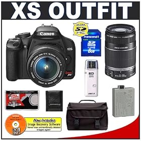Canon Digital Rebel XS 10.1MP Digital SLR Camera (Black) + Canon EF-S 18-55mm IS Lens + Canon 55-250mm IS Lens + 8GB Cameta Accessory Kit