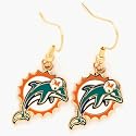 Miami Dolphins Enameled NFL Team Logo Dangle Earrings