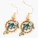 Miami Dolphins Enameled NFL Team Logo Dangle Earrings