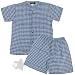 Blue Plaid Woven Cotton Short Pajamas for Men