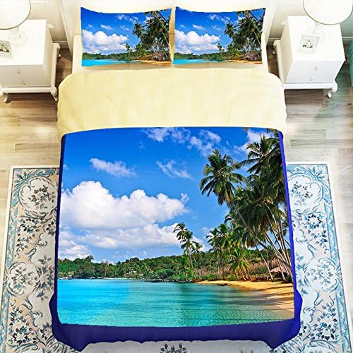 Exciting Tropical Beach 4 Piece Duvet Cover Sets Queen Size