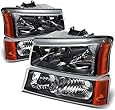 Chevy Silverado/Avalanche 4-PC Headlight Lamps With Amber Reflector (Black Housing) - 1 Gen