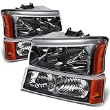 Chevy Silverado/Avalanche 4-PC Headlight Lamps With Amber Reflector (Black Housing) - 1 Gen